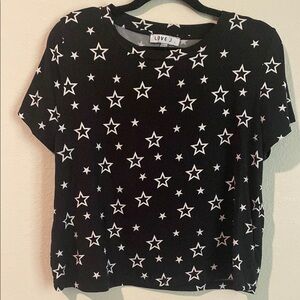 Love J Black Star Print Top
